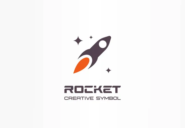 Ракета в космосі, запуск концепції творчого символу. Космічний корабель починає абстрактну бізнес-ідею логотипу. Піктограма "Зірки, небо і технології кораблів" — стоковий вектор