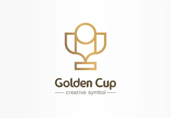 Zlatý pohár, první umístění konceptu tvůrčího symbolu. Vítězka, úspěch ve sportu abstrakce obchodního loga. Cena, vítězka turnaje — Stockový vektor