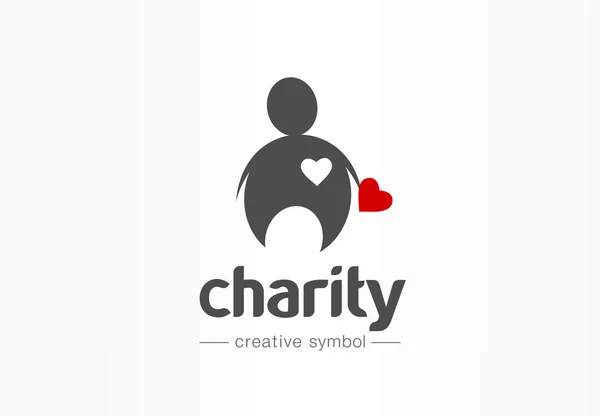 Charity, donation, help creative symbol concept. Heart shape in cute man hand abstract business logo idea. Valentine day gift, love icon — Stock Vector