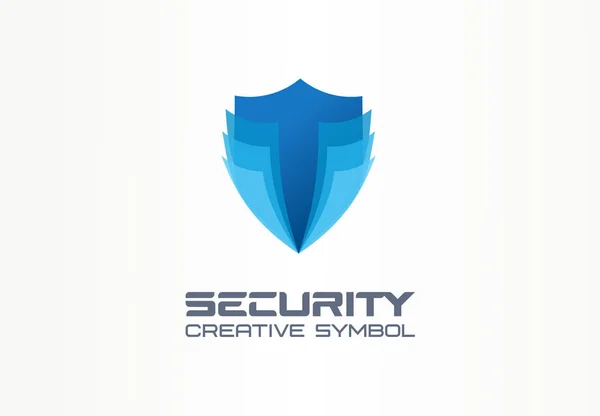 Concepto de símbolo creativo del escudo de seguridad cibernética. Seguridad digital, seguridad, protección compleja idea abstracta del logotipo del negocio. Icono de defensa total . — Vector de stock