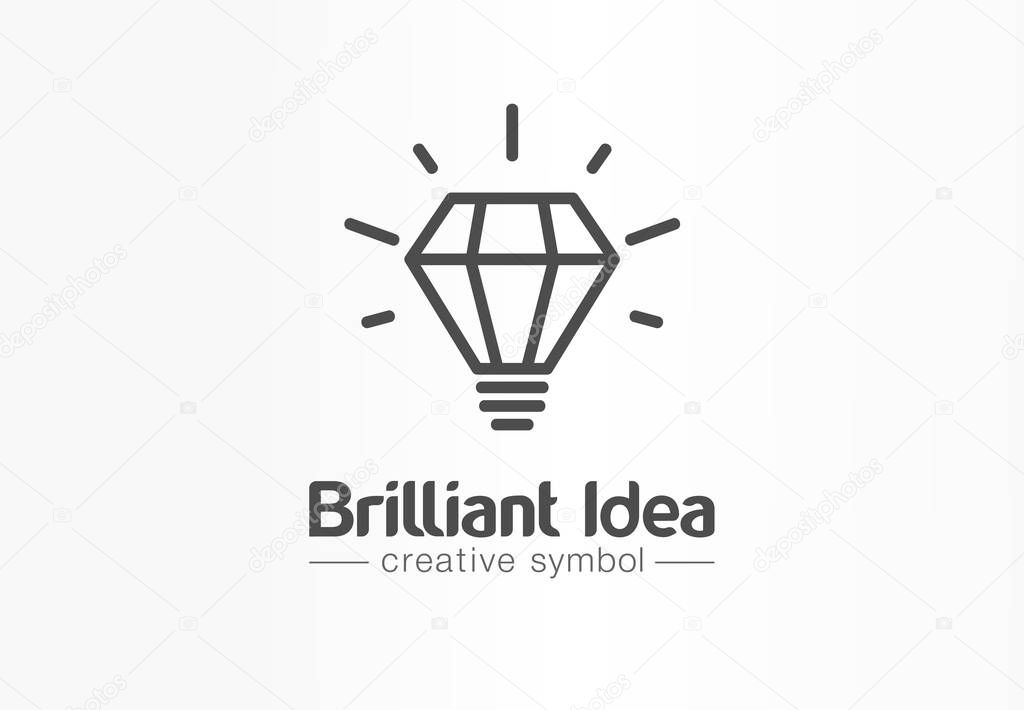 Brilliant idea, light bulb creative symbol concept. Tip, innovate, think, inspire abstract business logo idea. Bright lamp, education icon. Corporate identity logotype, company graphic design tamplate