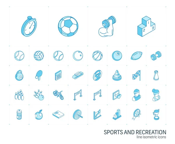 Desporto e fitness ícones de linha isométricos. vetor 3d —  Vetores de Stock