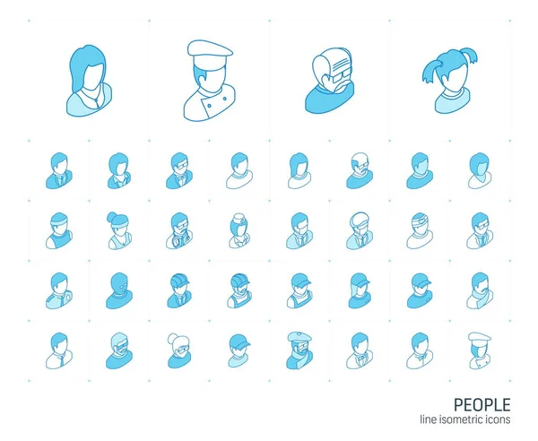 People and Avatars isometric line icons. 3d vector
