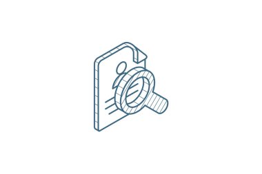 İşe alım, araştırmaya devam, iş, personel ikonu seçmek. 3d vektör illüstrasyonu. İzole edilmiş çizimler, teknik çizimler. Düzenlenebilir vuruş