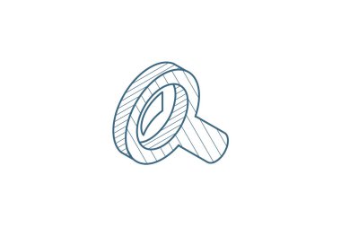 Arama, büyüteç izometrik simge. 3d vektör illüstrasyonu. İzole edilmiş çizimler, teknik çizimler. Düzenlenebilir vuruş