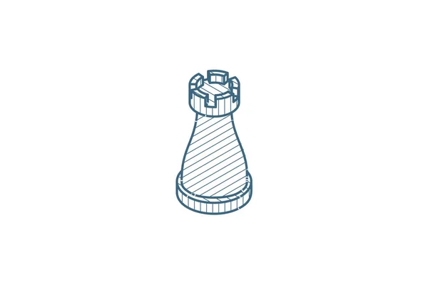 Шахматы Черный Стратегическая Изометрическая Иконка Векторная Иллюстрация Изолированная Линия Художественного — стоковый вектор