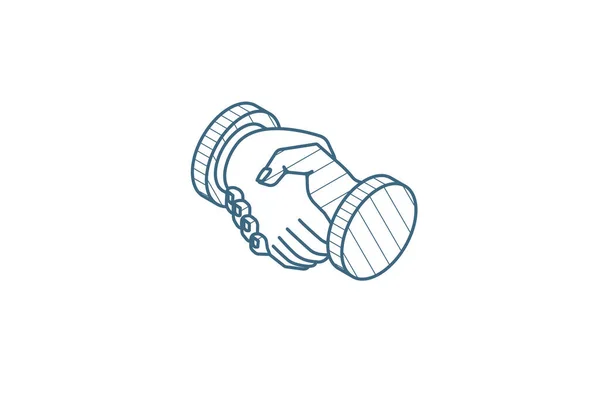 Handshake Isometric Icon Vector Illustration Isolated Line Art Technical Drawing — Stock Vector