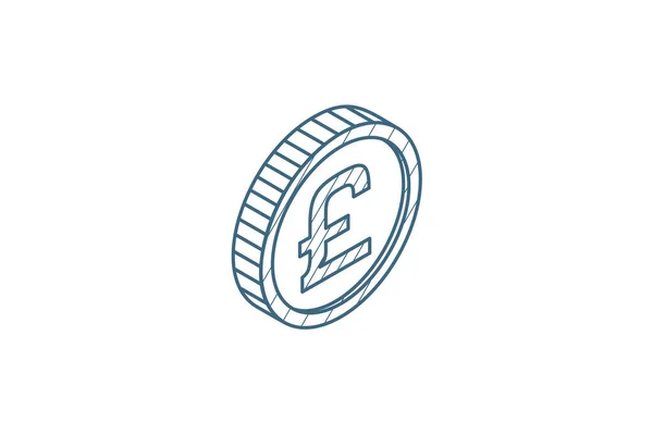 Isometrisches Symbol Für Die Münze Pfund Sterling Vektor Illustration Isolated — Stockvektor