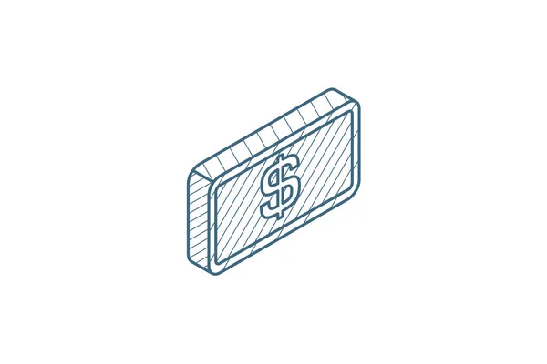 Icona Isometrica Barra Oro Illustrazione Vettoriale Disegno Tecnico Linea Isolata — Vettoriale Stock