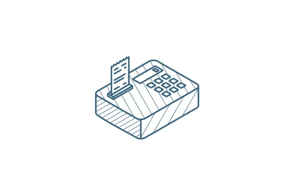 Caja Registradora Icono Isométrico Ilustración Vectorial Dibujo Técnico Arte Línea — Vector de stock