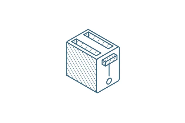 烤面包机等距图标 3D矢量图解 隔离线艺术技术制图 可编辑笔划 — 图库矢量图片