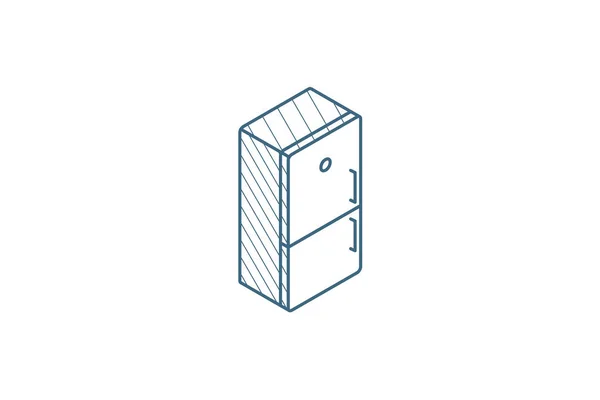 冰箱等距图标 3D矢量图解 隔离线艺术技术制图 可编辑笔划 — 图库矢量图片