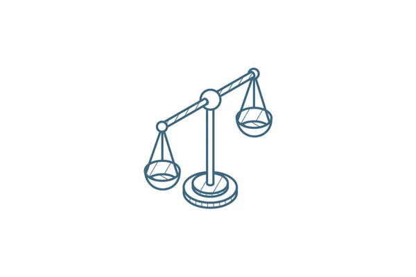 Skala Sprawiedliwość Prawo Ikona Izometryczna Ilustracja Wektora Odizolowany Rysunek Techniczny — Wektor stockowy