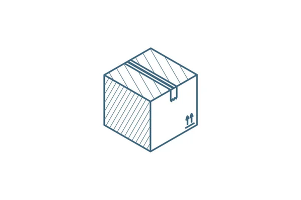 Caixa Papelão Whith Embalagem Fita Isométrica Ícone Ilustração Vetorial Linha — Vetor de Stock