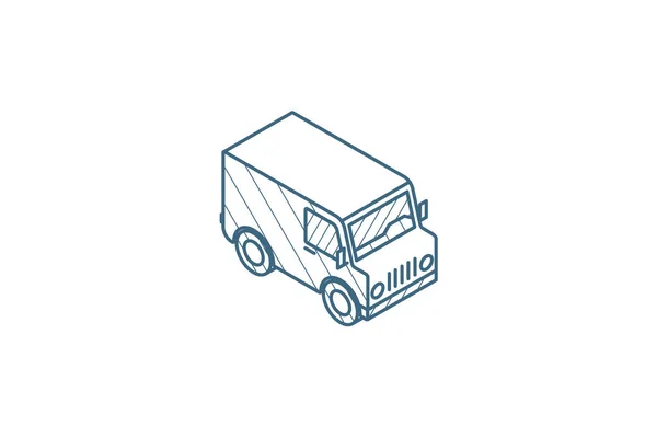 Minibuss Transport Bil Isometrisk Ikon Vektor Illustration Isolerad Linje Konst — Stock vektor