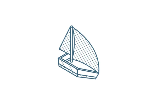 Вітрильний Корабель Ізометрична Ікона Векторна Ілюстрація Ізольований Лінійний Художній Технічний — стоковий вектор