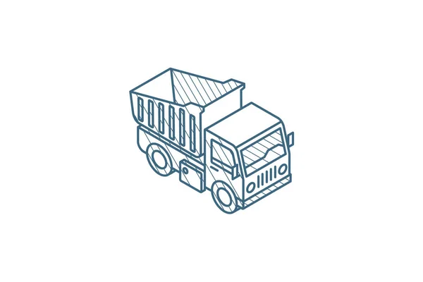 Icono Isométrico Del Camión Volquete Ilustración Vectorial Dibujo Técnico Arte — Vector de stock