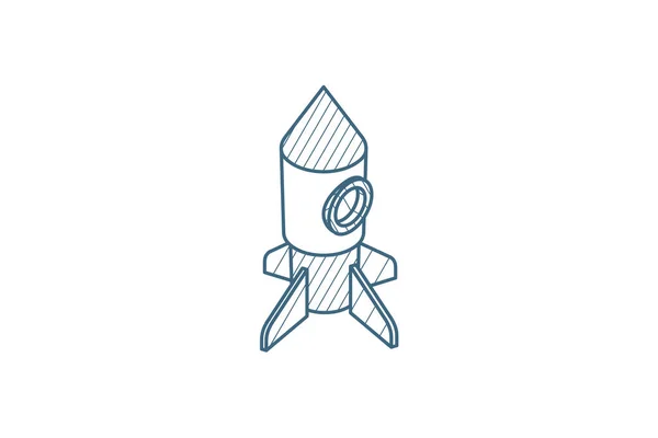 Startup Rocket Launch Isometric Icon Vector Illustration Isolated Line Art — Stock Vector