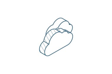 Bulutlu hava izometrik ikonu. 3d vektör illüstrasyonu. İzole edilmiş çizimler, teknik çizimler. Düzenlenebilir vuruş