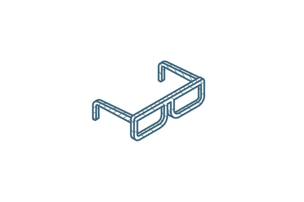 Glasses Isometric Icon Vector Illustration Isolated Line Art Technical Drawing — Stock Vector