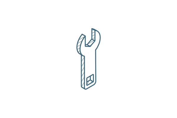 Schraubenschlüssel Werkzeug Isometrisches Symbol Vektor Illustration Isolated Line Art Technische — Stockvektor