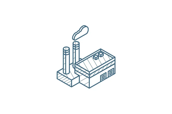 Manufacture Industrial Building Isometric Icon Vector Illustration Isolated Line Art — Stock Vector