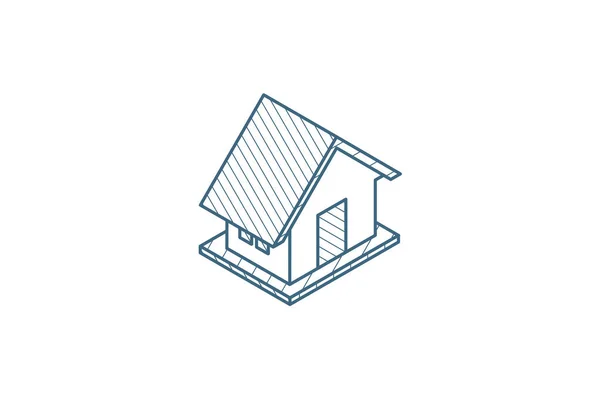 Icono Isométrico Casa Ilustración Vectorial Dibujo Técnico Arte Línea Aislada — Vector de stock