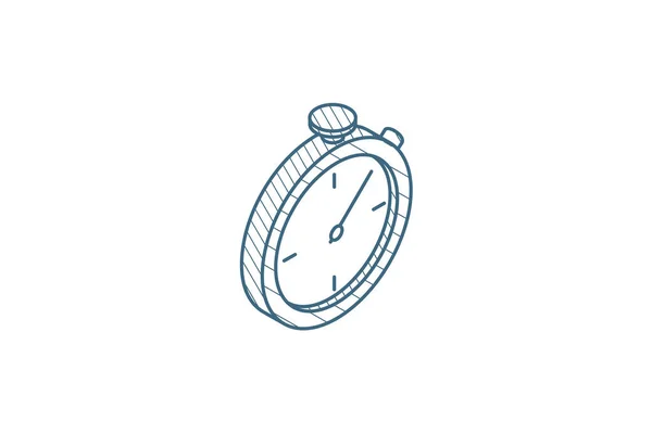 Icono Isométrico Cronómetro Ilustración Vectorial Dibujo Técnico Arte Línea Aislada — Vector de stock