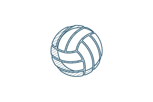Volleybal Isometrische Pictogram Vectorillustratie Geïsoleerde Lijn Kunst Technische Tekening Aanpasbare — Stockvector