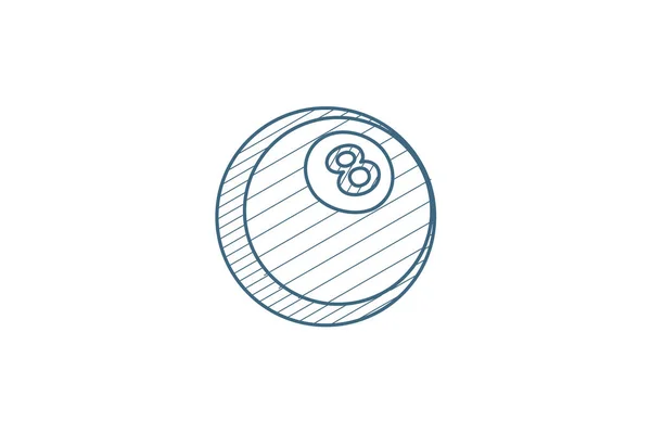 Pool Ball Icona Isometrica Simbolo Biliardo Illustrazione Vettoriale Disegno Tecnico — Vettoriale Stock