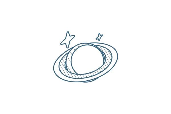 Pianeta Spazio Astronomia Icona Isometrica Illustrazione Vettoriale Disegno Tecnico Linea — Vettoriale Stock