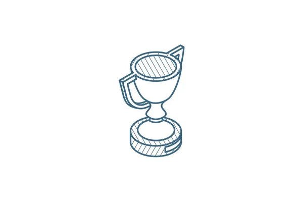 ゴールデントロフィーカップ等角アイコン 3Dベクトルイラスト 孤立したラインアートの技術的な図面 編集可能なストローク — ストックベクタ