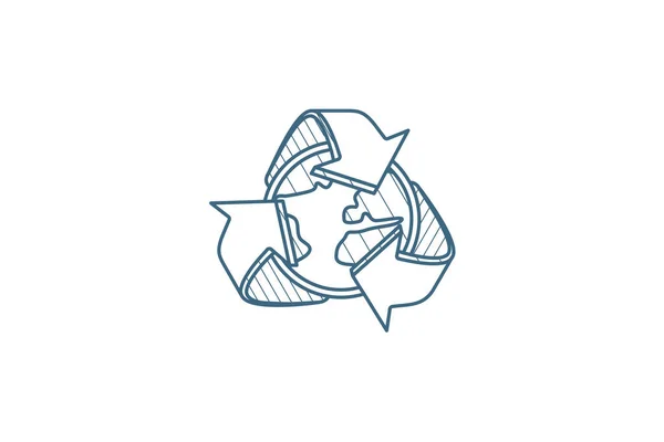 Recyklovat Šipky Zeminy Izometrické Ikony Vektorová Ilustrace Izolovaný Výkres Liniového — Stockový vektor