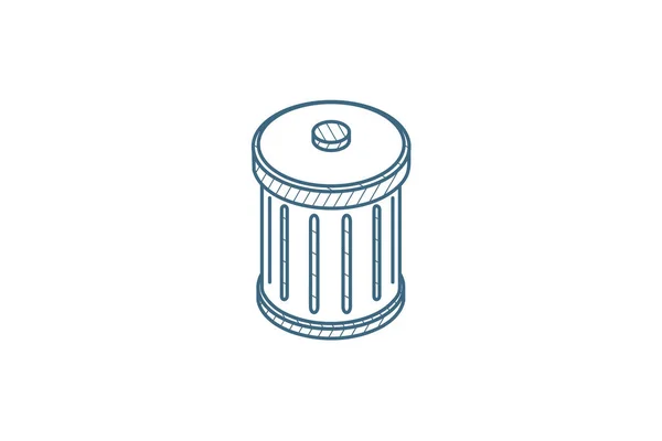 Trash Isometric Icon Vector Illustration Isolated Line Art Technical Drawing — Stock Vector