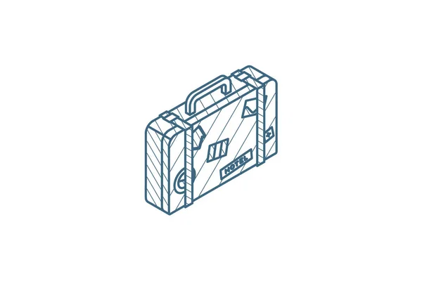 Equipaje Maleta Bolsa Viaje Con Pegatinas Ícono Isométrico Ilustración Vectorial — Archivo Imágenes Vectoriales