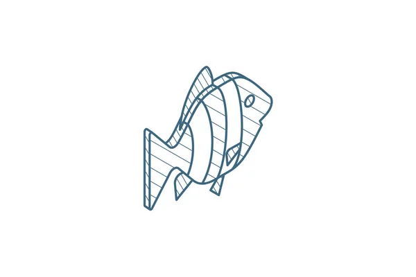 金魚等角アイコン 3Dベクトルイラスト 孤立したラインアートの技術的な図面 編集可能なストローク — ストックベクタ