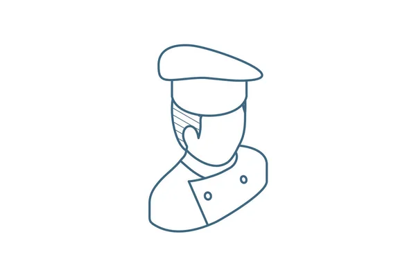 Avatar Chef Man Cozinhe Ícone Isométrico Ilustração Vetorial Linha Isolada — Vetor de Stock
