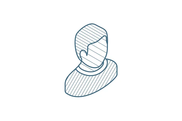 アバターブラックマンアイソメトリックアイコン 3Dベクトルイラスト 孤立したラインアートの技術的な図面 編集可能なストローク — ストックベクタ