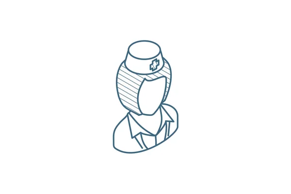 Infermiera Avatar Icona Isometrica Del Dottore Illustrazione Vettoriale Disegno Tecnico — Vettoriale Stock