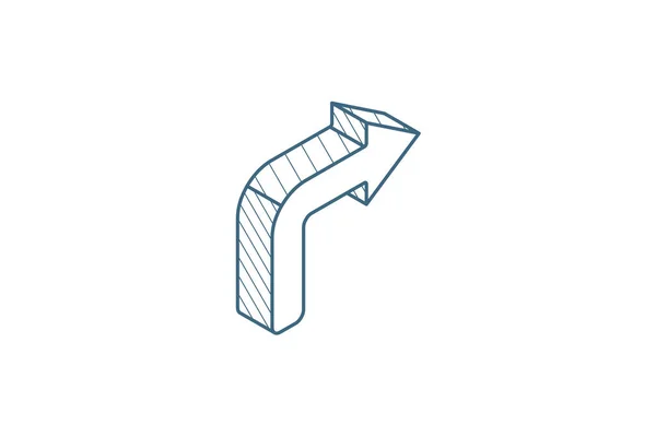 Ikona Izometryczna Prawej Strzałki Ilustracja Wektora Odizolowany Rysunek Techniczny Sztuki — Wektor stockowy