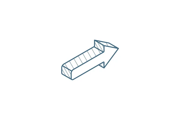 Rechter Pijl Isometrische Pictogram Vectorillustratie Geïsoleerde Lijn Kunst Technische Tekening — Stockvector