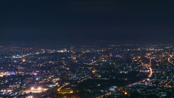 Időközű Chiang Mai Város Magas Szög Kilátás Éjszaka Doi Suthep — Stock videók