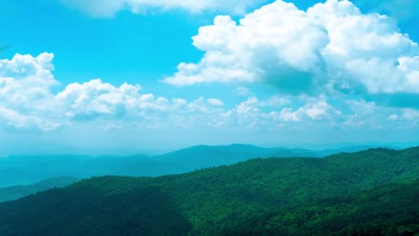 Time Lapse Fast Clouds Moving Sun Shining Middle Mountain — Stock Video