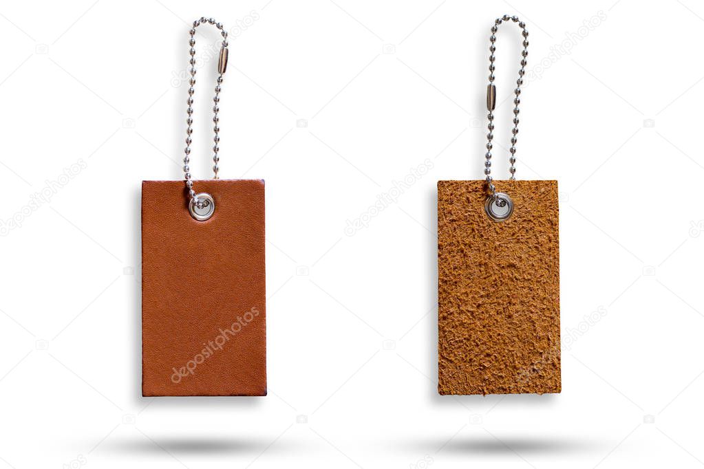 Leather label of product price and stainless steel ball chain on
