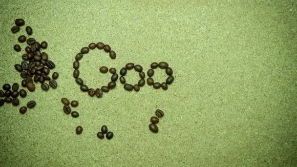 Stop Motion Animation Coffee Bean Moves Good Morning Sun Shape — Stock Video