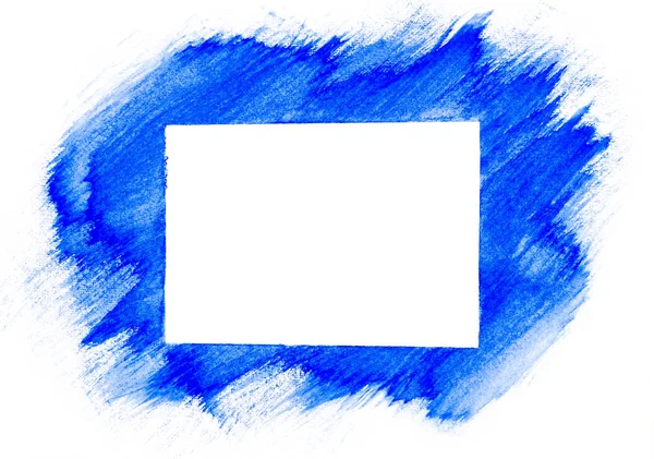 Blue watercolor painted on white paper background. — Stock Photo, Image
