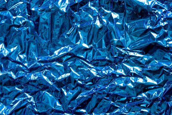 Textura de plástico de folha azul amassada . — Fotografia de Stock