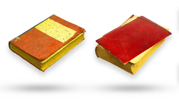 Červené plátno a červená kožená kryta stará kniha. — Stock fotografie