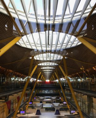 The view of Madrid airport Barajas' architectural pattern of repetitive elements. clipart