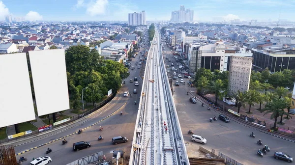 Jakarta Indonesia Mayo 2018 Vista Aérea Del Proyecto Construcción Vías — Foto de Stock